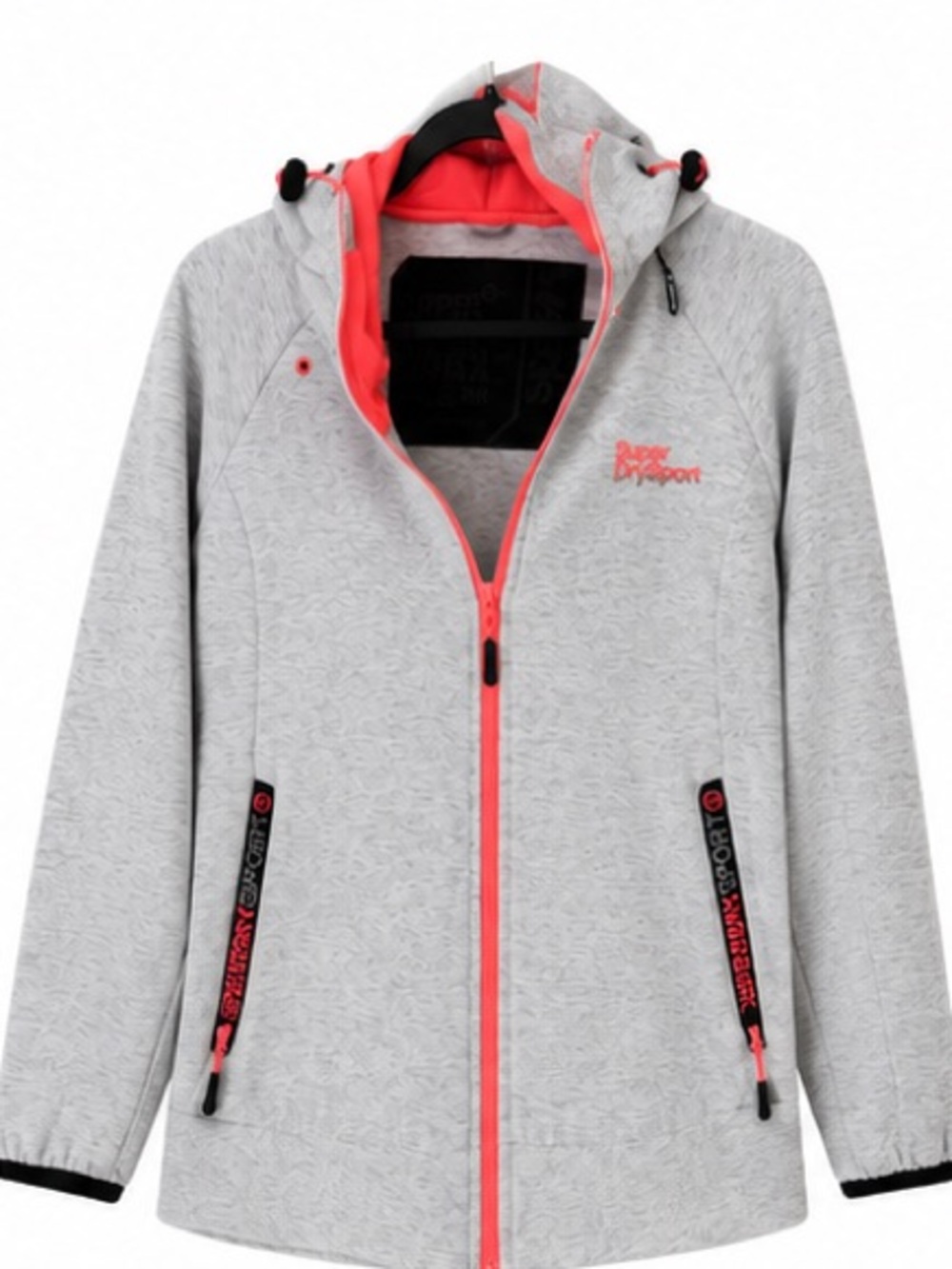 Superdry Sport Women’s Gray & Coral Full Zip Hooded Jacket XL